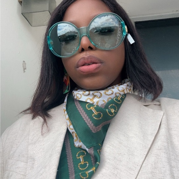 New - Authentic Gucci 0965 Light Blue 001 Logo Summer Oversized Sunglasses GG0… - Picture 4 of 14